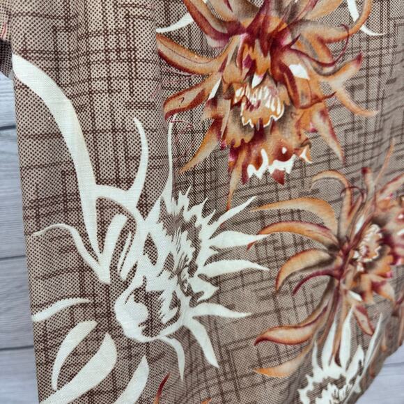 Caribbean Joe Men's Tan Orange Linen Blend Hawaiian Button Up Shirt Size Medium - Picture 8 of 8